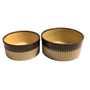 Set of 2 Vtg 60s T.G. Green "Granville" Casserole Bowls Brown/Honey Ribbed GUC